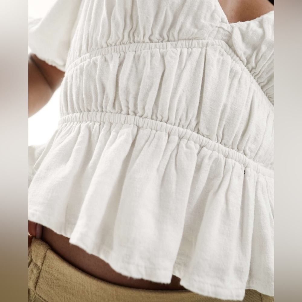 Abercrombie & Fitch White Puff Sleeve Blouse - Picture 5 of 6
